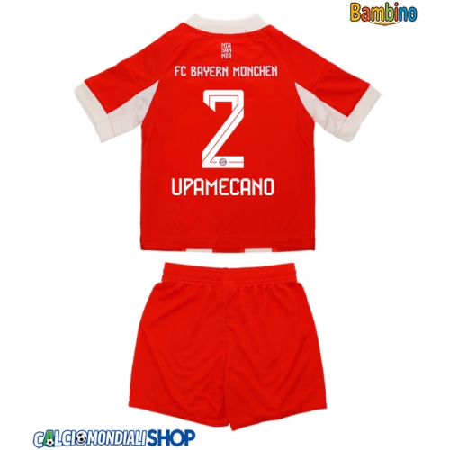 Maglie da calcio Bayern Munich Dayot Upamecano #2 Prima Maglia Bambino 2025-26 Manica Corta + Pantaloni corti)